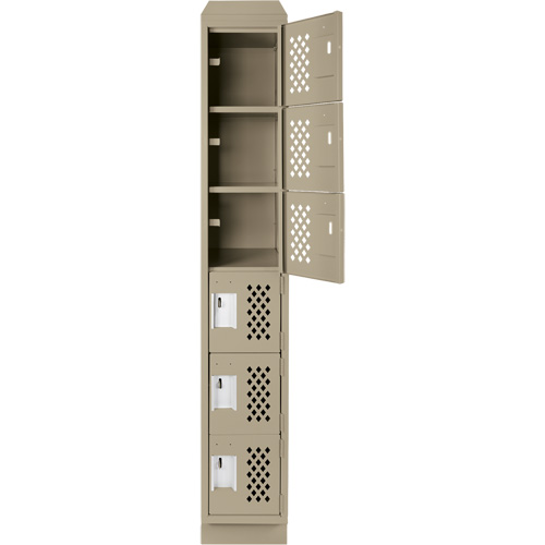 Assembled Lockerettes Clean Line Perforated Economy Lockers, 6 -tier, 18" x 72" x 12", Steel Kelford
