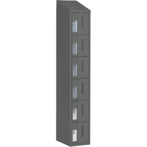 Concorde Heavy-Duty Lockers, 6 -tier, 12" x 18" x 78", Steel, Charcoal, Welded (Assembled) Kelford
