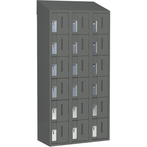 Concorde Heavy-Duty Lockers, 6 -tier, Bank of 3, 36" x 18" x 78", Steel, Charcoal, Welded (Assembled) Kelford