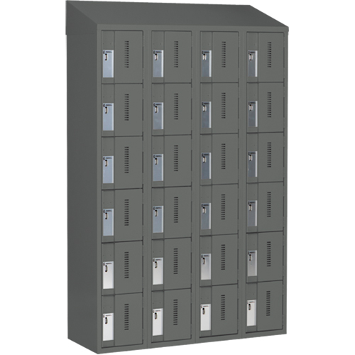 Concorde Heavy-Duty Lockers, 6 -tier, Bank of 4, 48" x 18" x 78", Steel, Charcoal, Welded (Assembled) Kelford