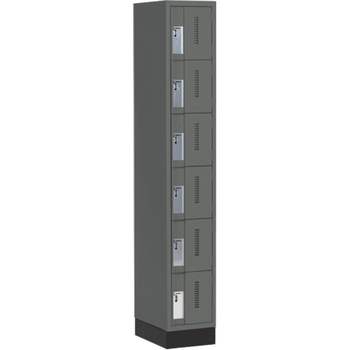 Concorde Heavy-Duty Lockers, 6 -tier, 12" x 18" x 76", Steel, Charcoal, Welded (Assembled) Kelford