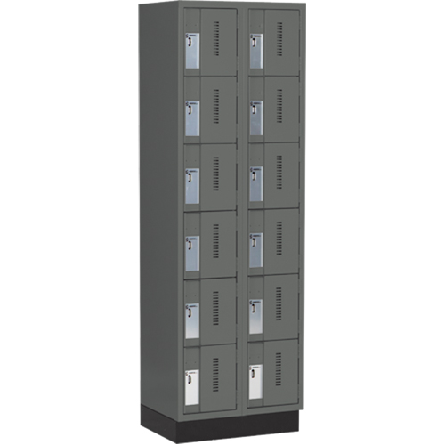 Concorde Heavy-Duty Lockers, 6 -tier, Bank of 2, 24" x 18" x 76", Steel, Charcoal, Welded (Assembled) Kelford