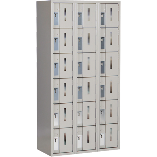 Concorde Heavy-Duty Lockers, 6 -tier, Bank of 3, 36" x 18" x 72", Steel, Grey, Welded (Assembled) Kelford