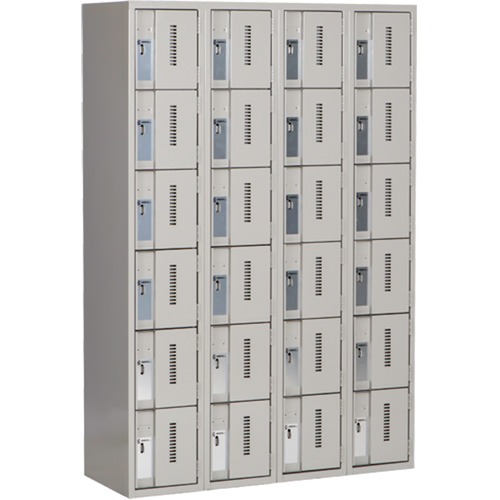 Concorde Heavy-Duty Lockers, 6 -tier, Bank of 4, 48" x 18" x 72", Steel, Grey, Welded (Assembled) Kelford