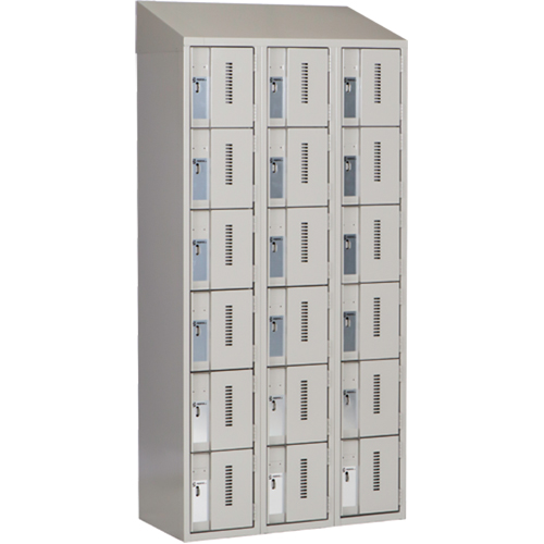 Concorde Heavy-Duty Lockers, 6 -tier, Bank of 3, 36" x 18" x 78", Steel, Grey, Welded (Assembled) Kelford