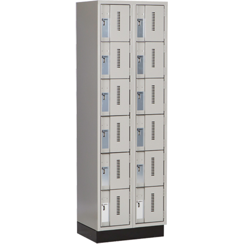 Concorde Heavy-Duty Lockers, 6 -tier, Bank of 2, 24" x 18" x 76", Steel, Grey, Welded (Assembled) Kelford