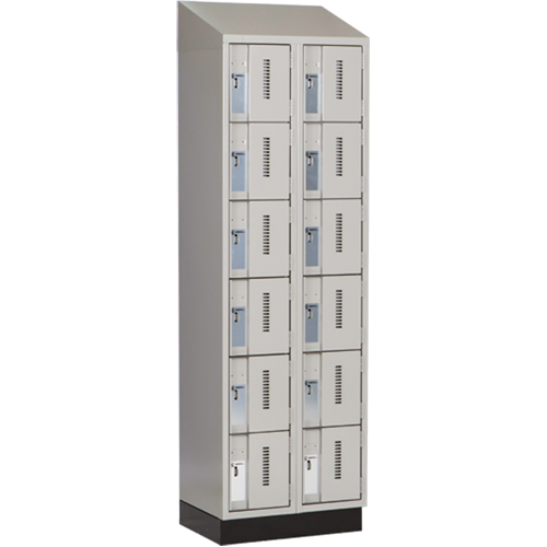 Concorde Heavy-Duty Lockers, 6 -tier, Bank of 2, 24" x 18" x 82", Steel, Grey, Welded (Assembled) Kelford