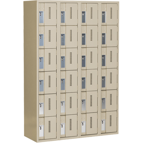 Concorde Heavy-Duty Lockers, 6 -tier, Bank of 4, 48" x 18" x 72", Steel, Beige, Welded (Assembled) Kelford