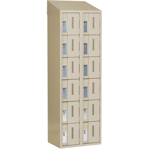 Concorde Heavy-Duty Lockers, 6 -tier, Bank of 2, 24" x 18" x 78", Steel, Beige, Welded (Assembled) Kelford