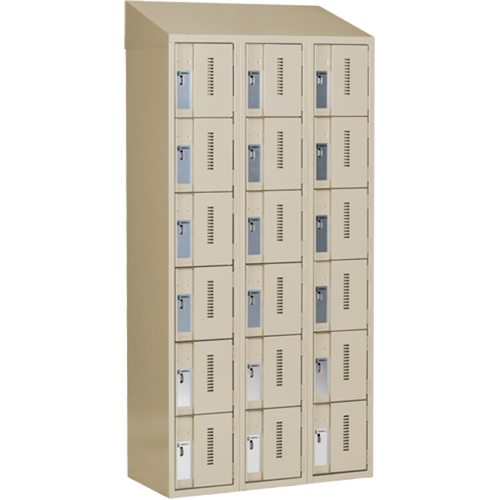 Concorde Heavy-Duty Lockers, 6 -tier, Bank of 3, 36" x 18" x 78", Steel, Beige, Welded (Assembled) Kelford