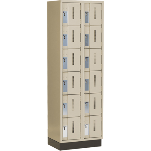 Concorde Heavy-Duty Lockers, 6 -tier, Bank of 2, 24" x 18" x 76", Steel, Beige, Welded (Assembled) Kelford
