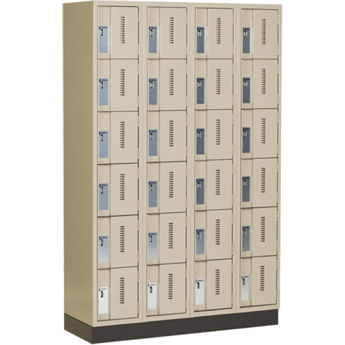 Concorde Heavy-Duty Lockers, 6 -tier, Bank of 4, 48" x 18" x 76", Steel, Beige, Welded (Assembled) Kelford
