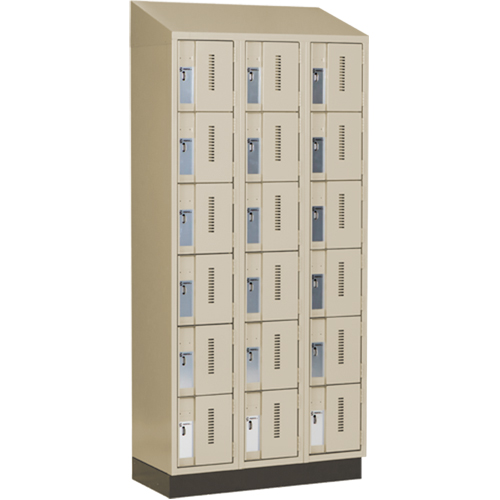 Concorde Heavy-Duty Lockers, 6 -tier, Bank of 3, 36" x 18" x 82", Steel, Beige, Welded (Assembled) Kelford