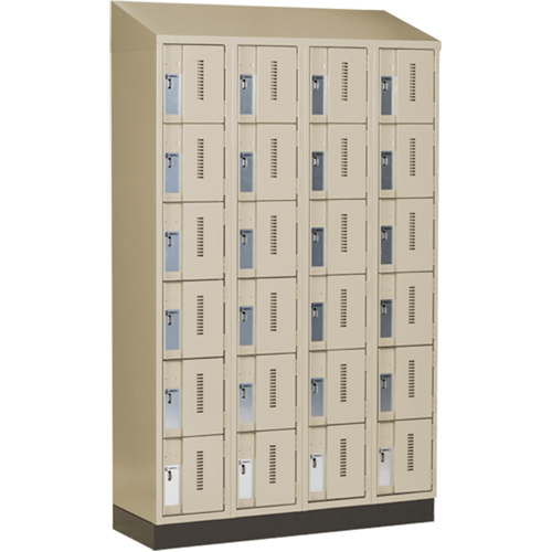 Concorde Heavy-Duty Lockers, 6 -tier, Bank of 4, 48" x 18" x 82", Steel, Beige, Welded (Assembled) Kelford