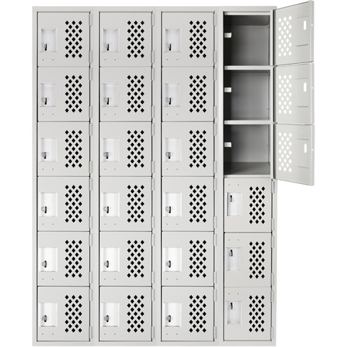 Clean Line Lockerettes, 6 -tier, Bank of 4, 18" x 72" x 12", Steel Kelford