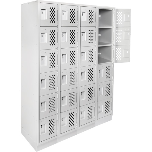 Assembled Clean Line Perforated Economy Lockers, 6 -tier, Bank of 4, 18" x 72" x 12", Steel Kelford