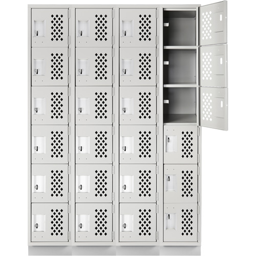 Assembled Clean Line Perforated Economy Lockers, 6 -tier, Bank of 4, 18" x 72" x 12", Steel Kelford