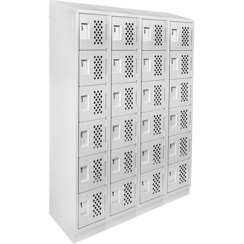 Assembled Clean Line Perforated Economy Lockers, 6 -tier, Bank of 4, 18" x 72" x 12", Steel Kelford