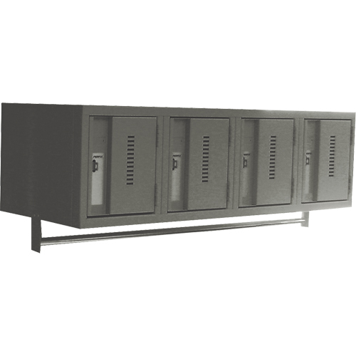 Wall Hung Lockers - Heavy Duty, Bank of 4, 18" x 12" x 12", Steel Kelford