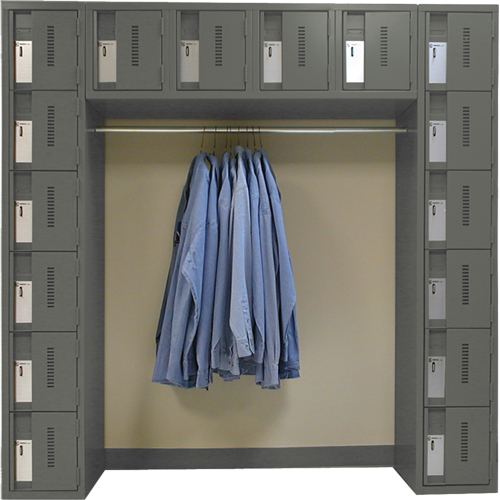 Archettes Concorde Heavy Duty Lockers, 16 -tier, Bank of 3, 18" x 72" x 72", Steel Kelford