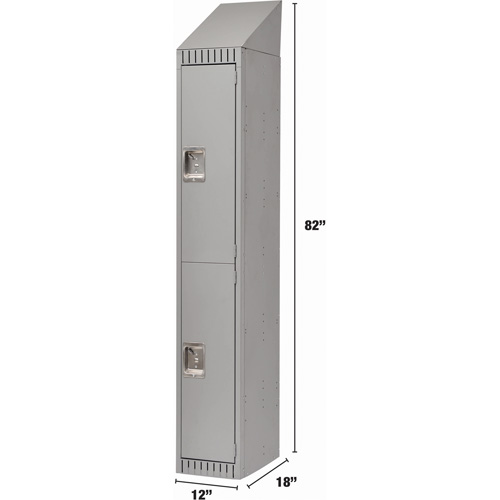 Casiers assembl&eacute;s, 2 niveaux, 12" x 18" x 72", Acier, Gris, Rivet (assembl&eacute;) Kelford