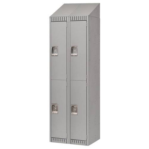 Lockers, 2 -tier, Bank of 2, 24" x 18" x 82", Steel, Grey, Knocked Down Kelford