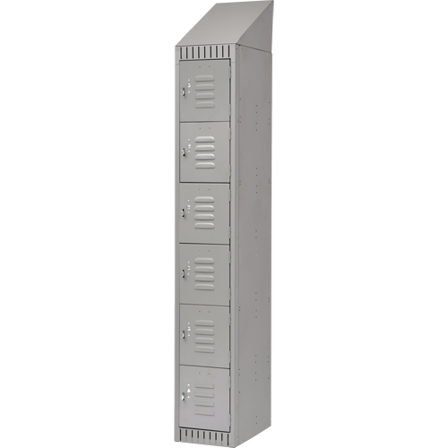 Lockers, 6 -tier, 12" x 18" x 82", Steel, Grey, Knocked Down Kelford