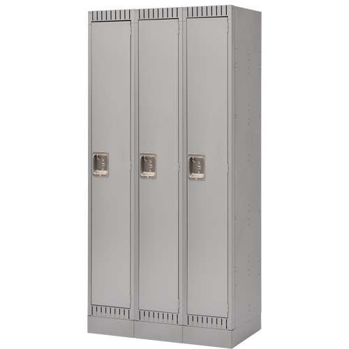 Assembled Lockers, Bank of 3, 36" x 18" x 72", Steel, Grey, Rivet (Assembled) Kelford