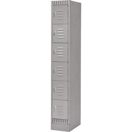 Lockers, 6 -tier, 12" x 18" x 76", Steel, Grey, Knocked Down Kelford