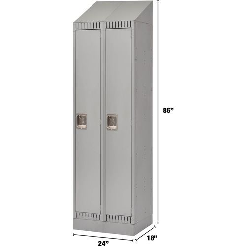 Lockers, Bank of 2, 24" x 18" x 86", Steel, Grey, Knocked Down Kelford