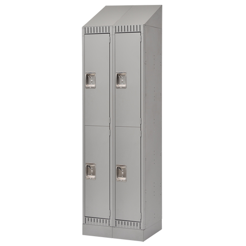 Lockers, 2 -tier, Bank of 2, 24" x 18" x 86", Steel, Grey, Knocked Down Kelford