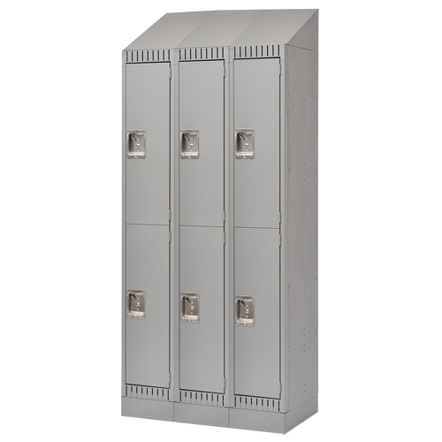 Lockers, 2 -tier, Bank of 3, 36" x 18" x 86", Steel, Grey, Knocked Down Kelford