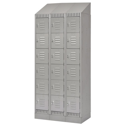 Lockers, 6 -tier, Bank of 3, 36" x 18" x 86", Steel, Grey, Knocked Down Kelford