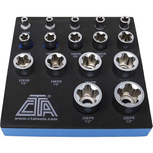 5-Point EPR Torx Socket Set, 16 Pieces, 1/4"/3/8"/1/2" Drive Size Kelford