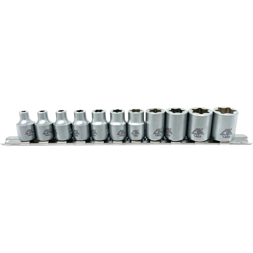Flat-Cut E-"Star" Socket Set, 11 Pieces, 3/8" Drive Size Kelford