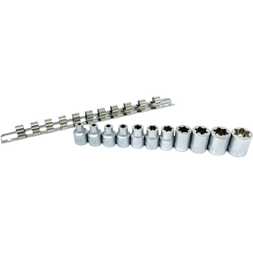 Flat-Cut E-"Star" Socket Set, 11 Pieces, 3/8" Drive Size Kelford