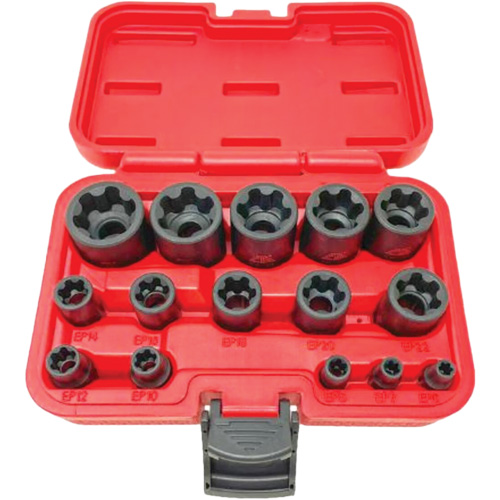 EP "Star" Plus Socket Set, 15 Pieces, 1/4"/3/8"/1/2" Drive Size Kelford