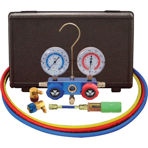 Automotive R134A 2-Way Manifold Gauge Set with Mini Dye Injector Kelford