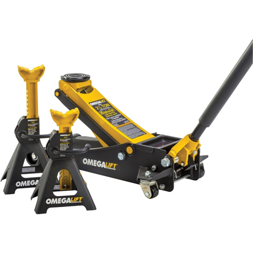 Magic Lift Service Jack & Jack Stands Combo Set, 3 Ton(s)/2.5 Ton(s) Capacity, 3-7/20" Lowered, 19-3/10" Raised, Manual Hydraulic Kelford