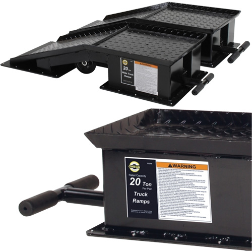 Heavy-Duty Truck Ramps with Long T-Handle, 40000 lbs. Capacity, 45" L, 13-1/2" W, 9-19/50" H Kelford