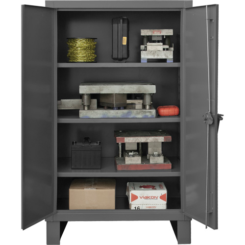 Armoire tr&egrave;s robuste, Acier, 3 Tablettes, 66" h x 60" la x 24" P, Gris Kelford