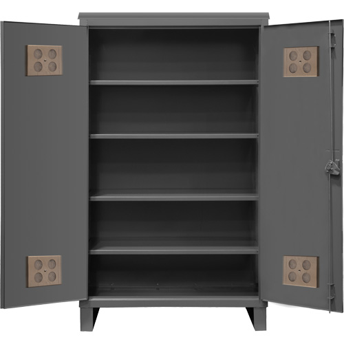 Armoire ext&eacute;rieure robuste, Acier, 4 Tablettes, 78" h x 48" la x 24" P, Gris Kelford