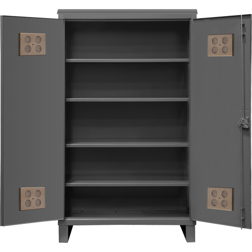 Heavy-Duty Outdoor Cabinet, Steel, 4 Shelves, 78" H x 60" W x 24" D, Grey Kelford