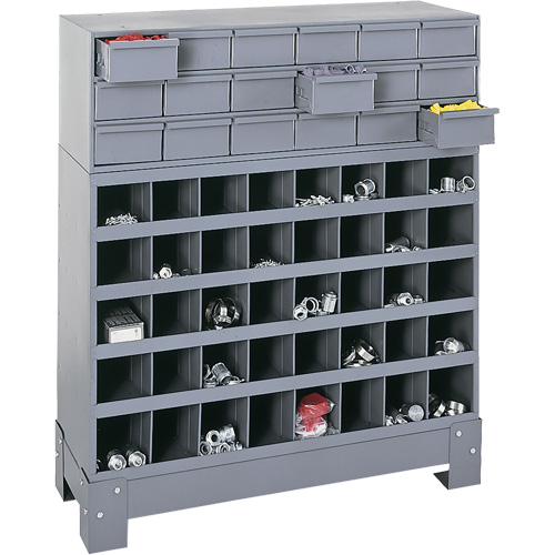 Modular Small Parts Storage Unit, Steel, 18 Drawers, 33-3/4" x 12-1/4" x 40-1/2", Grey Kelford