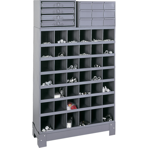 Unit&eacute; de stockage modulaire pour petites pi&egrave;ces, Acier, 13 tiroirs, 33-3/4" x 12-1/4" x 59", Gris Kelford