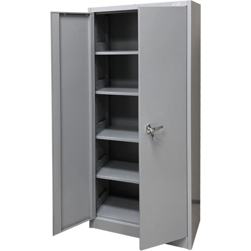 Armoire de rangement, Acier, 4 Tablettes, 66" h x 30" la x 15" P, Gris Kelford