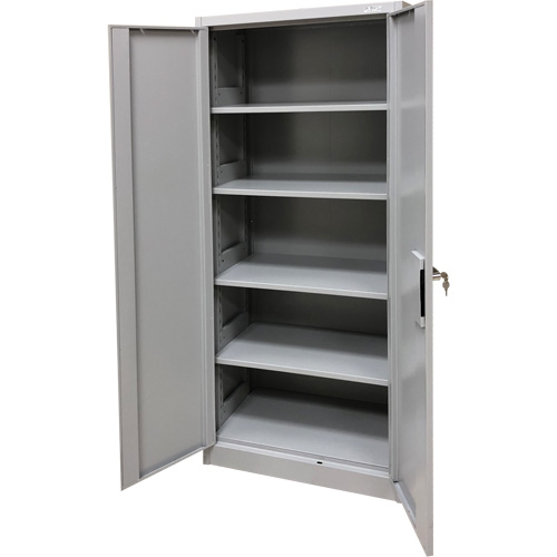 Armoire de rangement, Acier, 4 Tablettes, 66" h x 30" la x 15" P, Gris Kelford