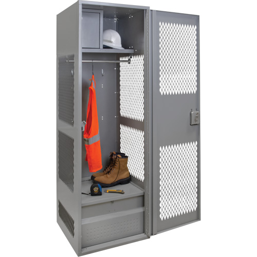 Gear Locker with Door, Steel, 24" W x 24" D x 72" H, Grey Kelford