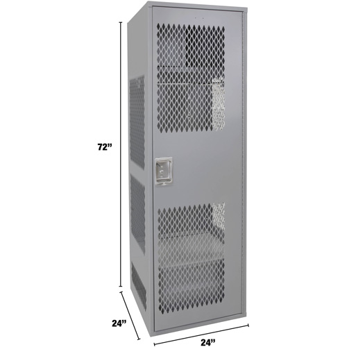 Gear Locker with Door, Steel, 24" W x 24" D x 72" H, Grey Kelford