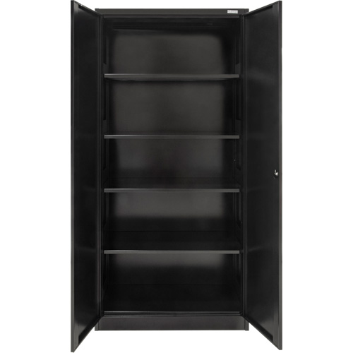 Hi-Boy Storage Cabinet, Steel, 4 Shelves, 72" H x 36" W x 18" D, Black Kelford